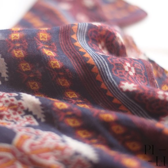 Infinity scarf with pattern burgundy, blue, green - Picture 2 of 6